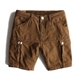 Mùa hè yếm đa túi nam rửa quần short phong cách Mỹ retro grain pattern dệt quần H2-3 quần ngố nam Quần làm việc