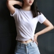 Mùa hè mới mỏng vòng cổ ngắn tay áo ngắn phần khô nhanh thể thao t-shirt hot hạt casual hoang dã cao eo áo sơ mi nữ triều áo ba lỗ gymshark Áo phông thể thao