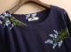 Bông và vải lanh thêu áo mùa hè phong cách quốc gia kích thước lớn lỏng giản dị trung niên mẹ thêu áo sơ mi nhỏ ngắn tay T-Shirt