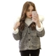 Mùa xuân Hàn Quốc kic nhỏ ngắn lamb coat nữ sinh viên trùm đầu lớn cổ áo lông thú kẻ sọc áo len áo khoác kaki nữ có mũ Áo khoác ngắn