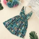 Đông nam Á Nhiệt Đới Thái Lan Kỳ Nghỉ Bãi Biển Dress Thực Vật In Sexy V-Cổ Chữ Thập Sling Mở Lại A-Line Dress A-Line Váy