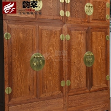 Шкаф 缅甸花梨虎皮纹顶箱柜带暗箱独板素面四门实木大衣柜中式大果紫檀