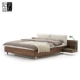 Bắc âu Nhật Bản phong cách gỗ rắn giường sồi óc chó màu đen hiện đại đồ nội thất tối giản 1.8 m đôi mềm giường ngủ
