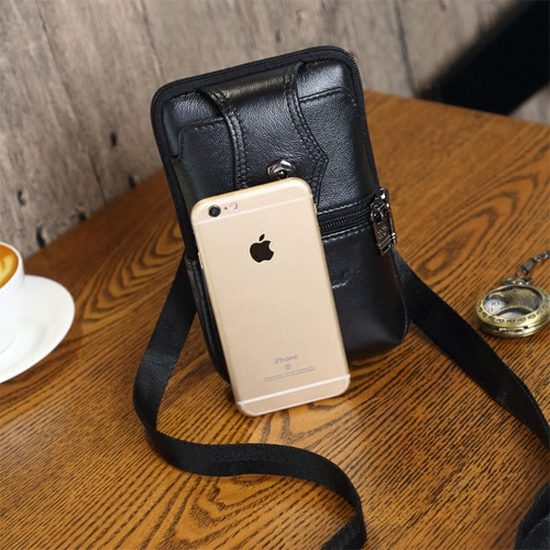 Кожаный мобильный телефон подходит для пеших прогулок, поясная сумка, сумка на одно плечо, воловья кожа, 7 дюймов, из натуральной кожи