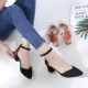Mùa hè 2018 mới dép Baotou nữ trung và nhỏ màu tươi mới phù hợp với giày cao gót nhỏ mã khóa một điểm dày với giày nữ giày dép nữ Sandal