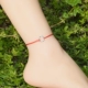 Vòng tròn đơn giản hình học đơn giản khép kín S925 sterling bạc vòng chân nữ đỏ dây đeo vòng tay sinh viên dễ thương khí chất xu hướng cửa hàng phụ kiện Vòng chân