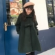 Tỏi Nhật Bản búp bê nhỏ ngọt ngào nơ len dài áo khoác lông dày - Accentuated eo áo