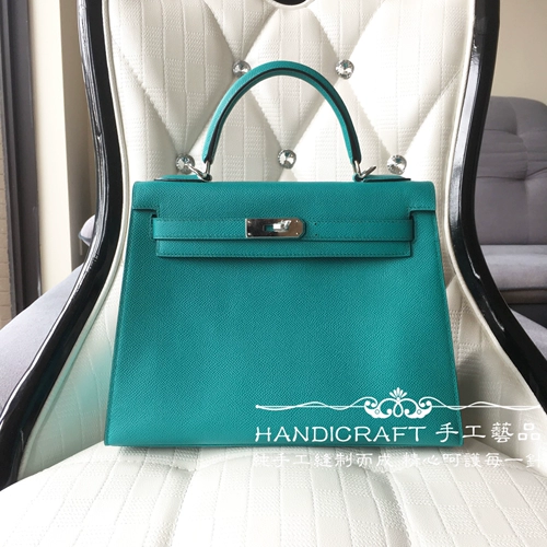 VIP -директор Pure Handmade Epsom Palm Palm Hut Kelly Pack 28 см Peacock Blue 7f