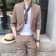 Mùa hè Hàn Quốc thường phù hợp với tay áo áo khoác người Anh gió người đàn ông đẹp trai Hàn Quốc mỏng nhỏ phù hợp với xu hướng thiết lập Suit phù hợp