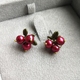 925 Bạc Kim Phụ Kiện Đồng Cổ Điển Đúc Cranberry Tự Nhiên Ngọc Trai Nước Ngọt Cổ Điển Brooch Flower Stud Earring Set Trâm cài