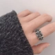 Phiên bản tiếng Hàn của 925 sterling bạc retro mã não đen chéo nhẫn hoang dã hipster cá tính mở ngón trỏ nhẫn nhẫn nữ