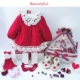 Mùa đông bé gái ăn mặc sơ sinh trăm ngày công chúa váy quà tweed váy đỏ tuổi hộp quà