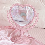 Ретро настольное розовое крутящиеся двусторонное зеркало в форме сердца