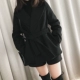 Mùa đông Hàn Quốc phiên bản của áo len ngắn sang trọng đoạn ngắn lớn ve áo thắt lưng áo len dày màu đen áo khoác dạ nữ hàn quốc Áo khoác ngắn