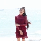 Cheng Haoer Wu Hao với đoạn SP rượu vang đỏ openwork ren dài tay xù lớp váy váy - Sản phẩm HOT