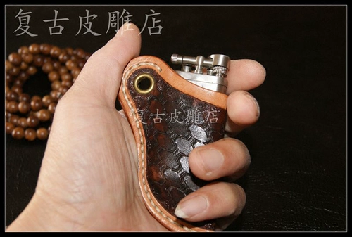 Кожаная оригинальная дизайнерская зажигалка ручной работы, ретро чехол, из натуральной кожи