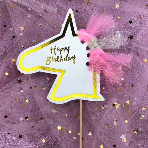 Новый Fracus Unicorn Birthday Birthday Birthday Banner Banner Cake Flag вечеринка выпечка