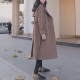 Chanel ca cao eo áo khoác nữ mùa đông dày 2017 mới của Hàn Quốc phiên bản của phần dài chic Hepburn áo khoác nữ Accentuated eo áo