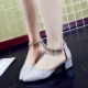 2017 mùa hè Hàn Quốc phiên bản của phụ nữ hoang dã của giày cao gót màu xám khóa khóa hollow từ khóa dép dày với đôi giày nhọn giày dép juno Sandal