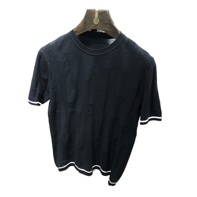 Dâu lụa ngắn tay nam T-Shirt 2018 mùa hè mới jacquard băng lụa nửa tay màu thời trang bông dệt kim triều t Hàng dệt kim