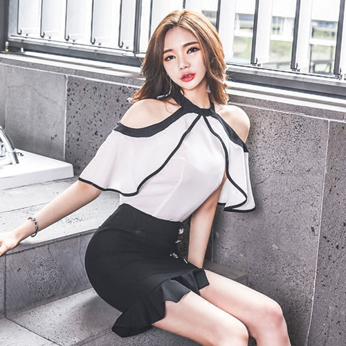 Летняя асимметричная юбка, 2018, в корейском стиле, яркий броский стиль, высокая талия