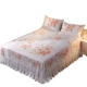 Máy có thể giặt được rửa giường ren váy băng lụa mat ba mảnh đặt 1.5 m1.8 m trải giường điều hòa không khí mat mềm