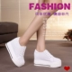 Hàn Quốc phiên bản của nền tảng đế có đế dày giày của phụ nữ giày thể thao cao-top giày vải ren giày giày cô gái giày giày trắng giày sneaker cổ cao nữ Giày cao gót