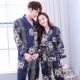 Mùa xuân và mùa hè vài bộ đồ ngủ lụa của phụ nữ dài tay phần mỏng quay lụa cardigan nam của Hàn Quốc lụa dịch vụ nhà phù hợp với Cặp đôi