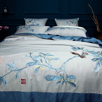 Cổ điển Trung Quốc phong cách mới Trung Quốc sản phẩm giường 60 bông thêu bốn mảnh bông thêu mô hình phòng giường Bộ đồ giường bốn mảnh