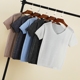 2018 mùa hè mới phần mỏng băng lụa T-Shirt vest nữ chic áo sơ mi ngắn tay V-Cổ đáy áo len áo cổ lọ Đan Cardigan