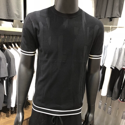 Dâu lụa ngắn tay nam T-Shirt 2018 mùa hè mới jacquard băng lụa nửa tay màu thời trang bông dệt kim triều t áo da nam Hàng dệt kim