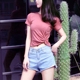 Mùa hè mới mỏng vòng cổ ngắn tay áo ngắn phần khô nhanh thể thao t-shirt hot hạt casual hoang dã cao eo áo sơ mi nữ triều áo ba lỗ gymshark Áo phông thể thao