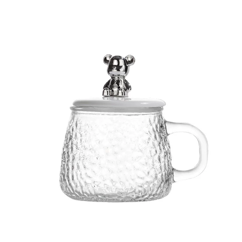 Glass tea cup, flavored tea, with little bears, custom-made